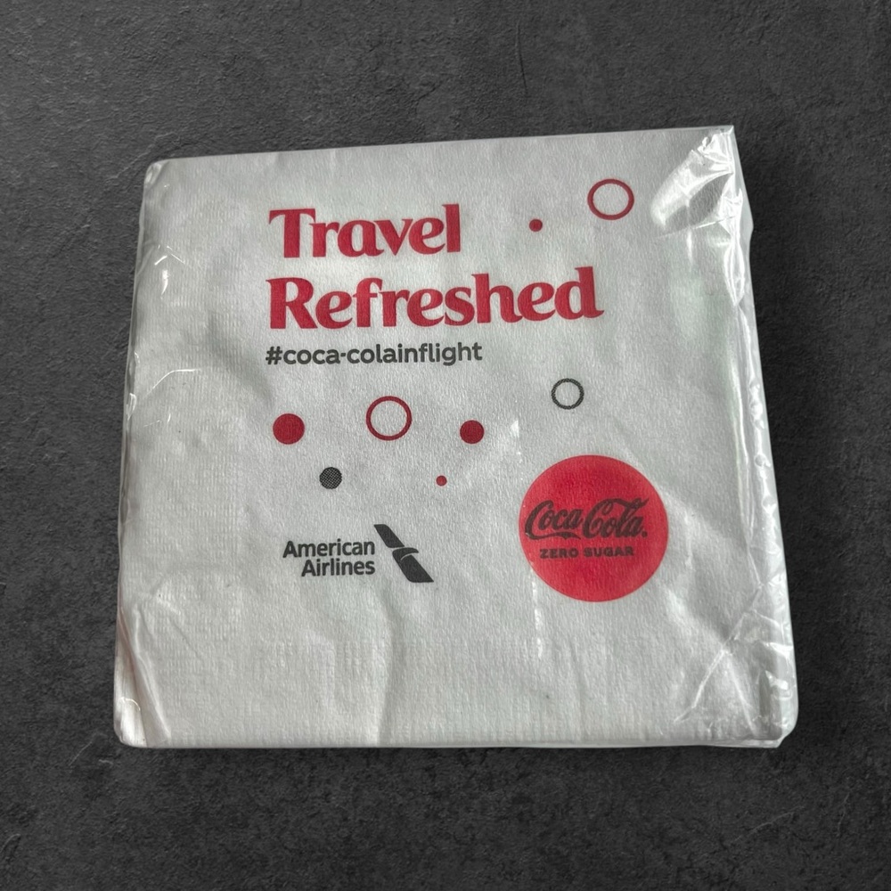 American Airlines Coca-Cola Collaborated Paper Napkins Flight Winter 50 Cts New